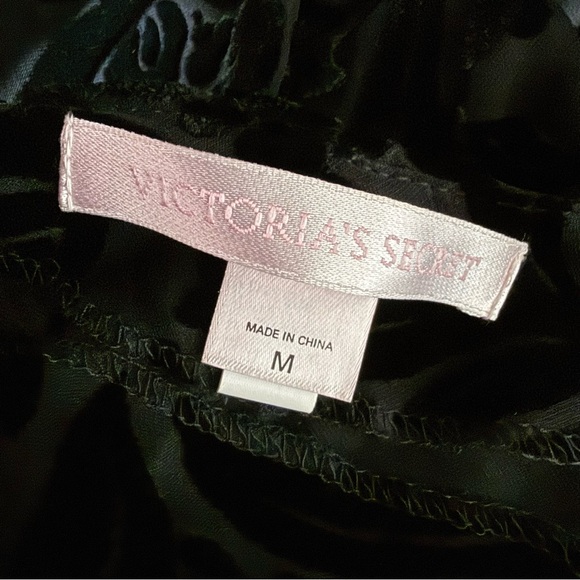 Victoria Secret Black Burnout Velvet Floral Slip Dress Maxi with Thigh Slit, M - Picture 4 of 13